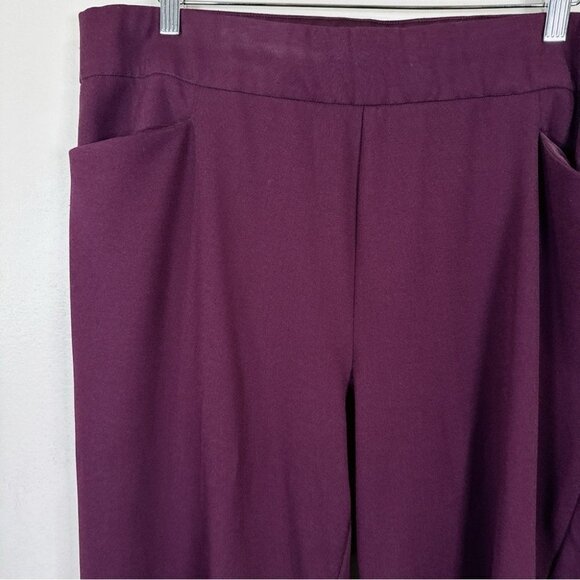 Torrid Womens Size 16 Pants Purple Wide  Leg Cropped Crepe Pockets Trousers - Picture 5 of 14